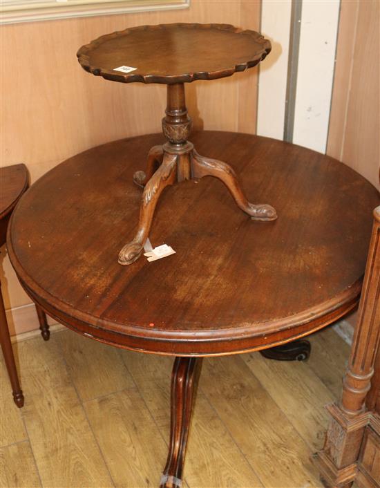 A George III style mahogany tripod table, and a Victorian breakfast table, Tripod W.1ft 5in.